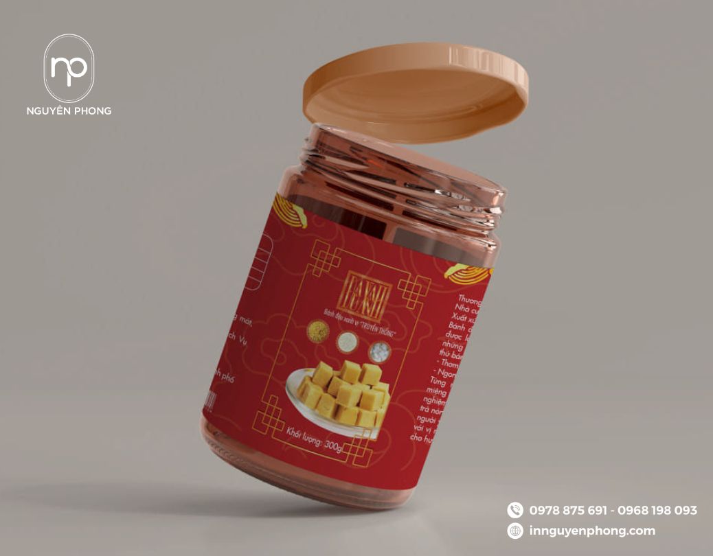 mẫu tem nhãn cho hũ đựng bánh đậu xanh